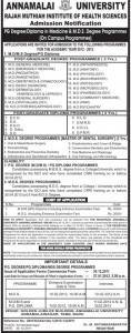 MD / MS Degree / PG Diploma courses of Rajah Muthiah Institute of Health Sciences, Annamalai University for the year 2012-13