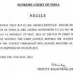 No NEET Hearing on 13th May 2013. Latest Notice from Supreme Court